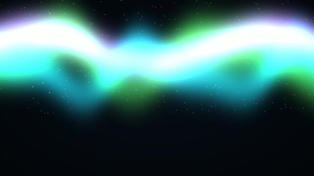 Vibrant emerald green and violet aurora borealis curtains waving across starry sky, polar 4K video loop backdrop.