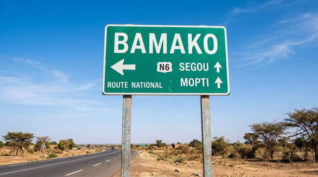Bamako Signpost Destination Directions And Roadside Scenery Mali