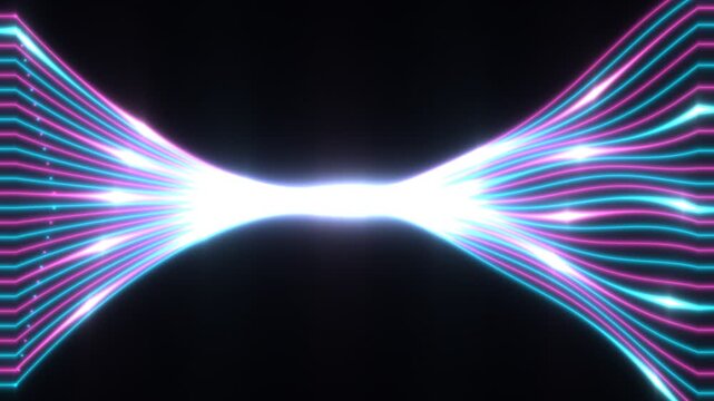 Abstract Fiber Optic Data Network with Glowing Neon Lines and Light Pulses for Futuristic Technology Background