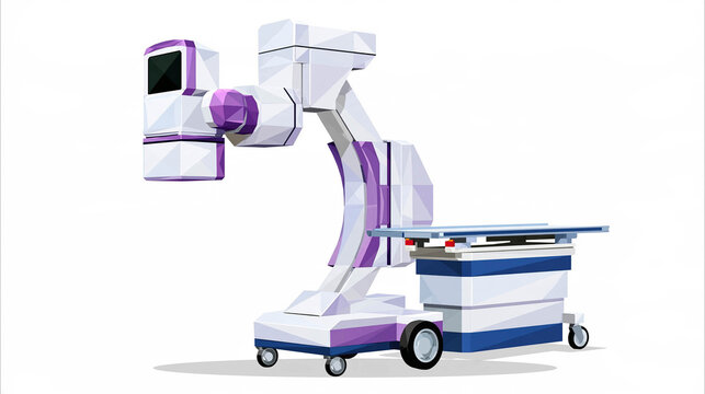 Mobile Fluoroscopy Machine Illustrated In Geometric Polygonal Style