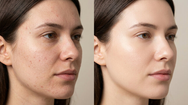 Skin transformation: Before and after cosmetic treatment comparison