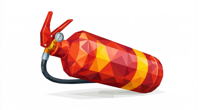 Low Poly Fire Extinguisher Lying On Side