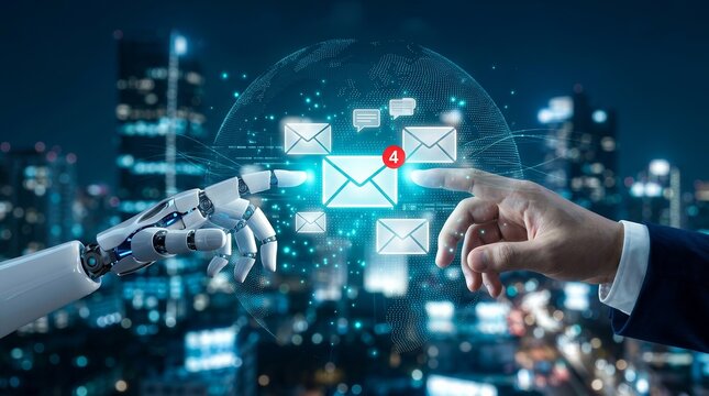 Concept of an AI powered email inbox using smart filters for important communication.