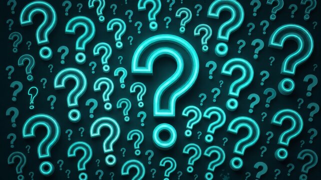 Neon Blue Question Marks Background