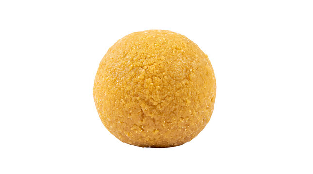 Traditional Indian Besan Laddu sweet, golden yellow chickpea flour dessert ball, festive handmade gram flour snack for Diwali and celebrations isolated PNG with Transparent Background