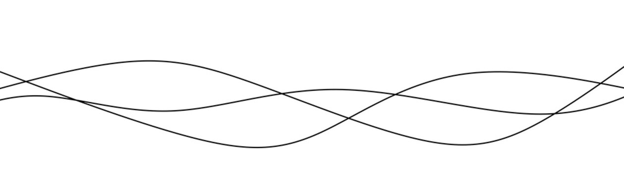 Abstract wavy line pattern with three overlapping smooth curves on white background
