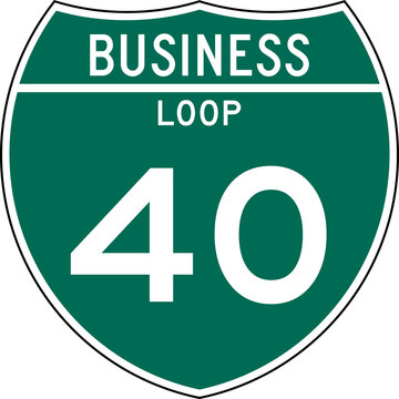 Business Loop 40 US Interstate Green Shield Badge Highway Marker Sign