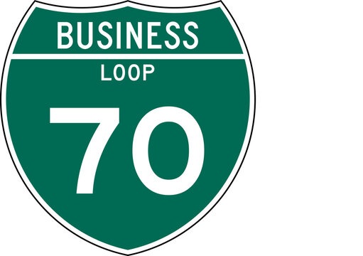 Business Loop 70 US Interstate Green Shield Badge Highway Marker Sign