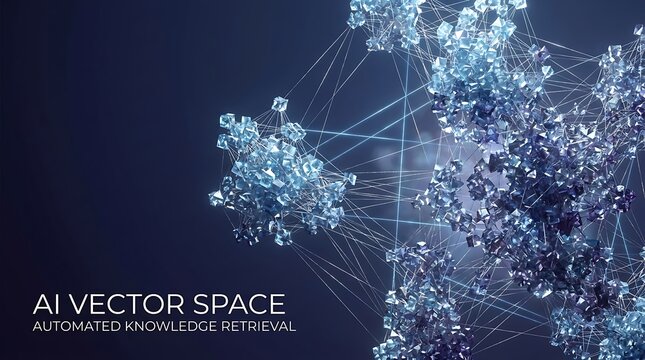 Abstract digital representation of artificial intelligence vector space and data token clustering