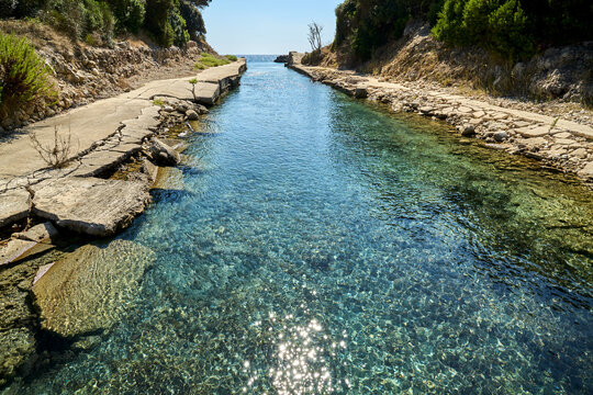 historic channel between the sea and Korission Lagoon on the island of Corfu
