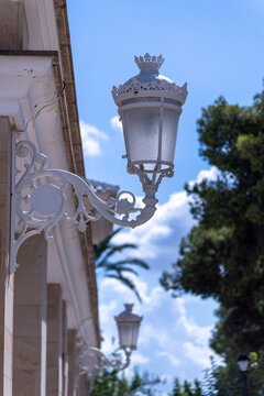 Architectural details of the colourful historic buildings in the spa town of Fortuna, Los Ba&ntilde;os de Fortuna, Region of Murcia (Spain)