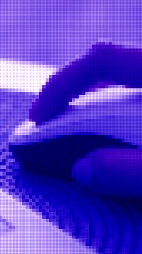 Close up of a hand using a computer mouse background with ball effect