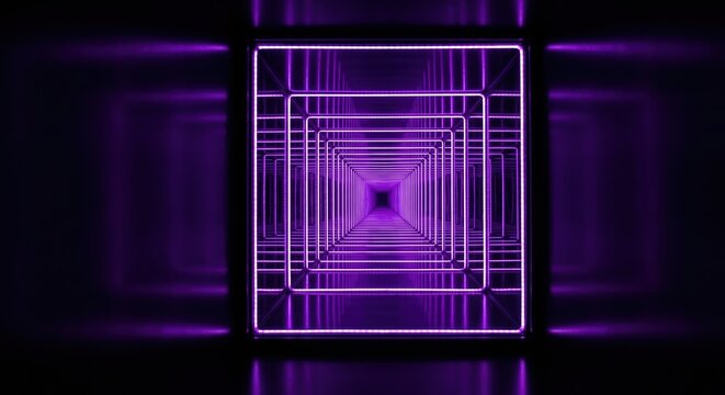 Purple Neon LED Infinity Mirror Tunnel
