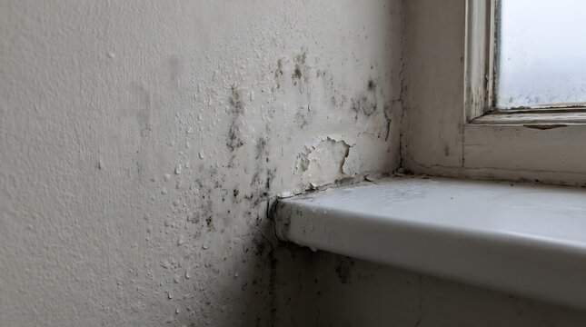 Black mold and condensation on home interior wall