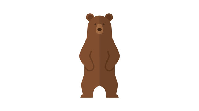 Brown bear standing in flat vector illustration style featuring minimalist geometric shapes and a simple dark earthy color palette design