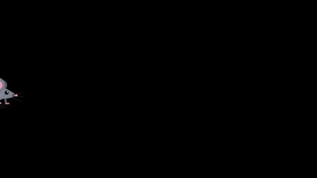 Group of cartoon mice running across a black background