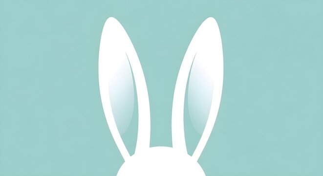 Charming illustration of white rabbit ears against a soft teal background
