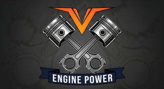 Powerful v8 engine design with pistons and connecting rods illustration