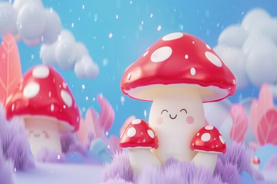 Cute devil mushroom background outdoors cartoon nature.