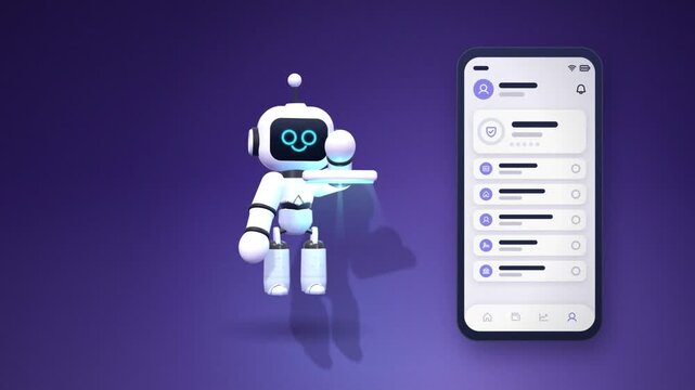 Automated robot assistant filling a phone app form with identity cards and verified checkmarks