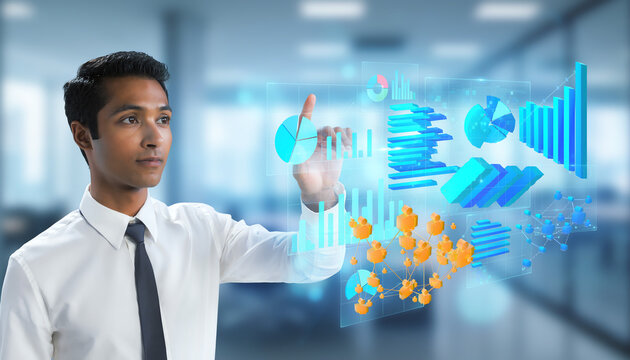 Business analyst identifying profitable customer segments using abstract