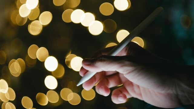 Man Using The New Digital Stylus Received Fot Christmas 