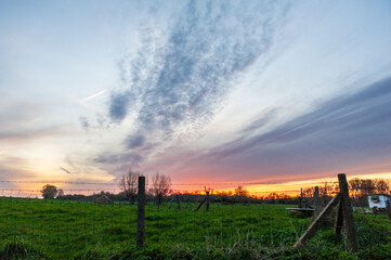 Fototapeta premium Close-up of a stunningly beautiful sunset in east flanders.