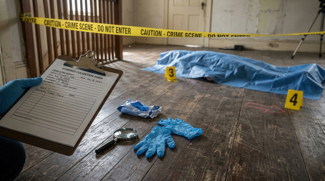 Crime Scene Investigation Evidence Collection In A Room
