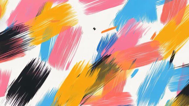 Abstract Brush Strokes: A vibrant and dynamic composition featuring a medley of colorful, energetic brush strokes on a white canvas, suggesting creativity and artistic expression.