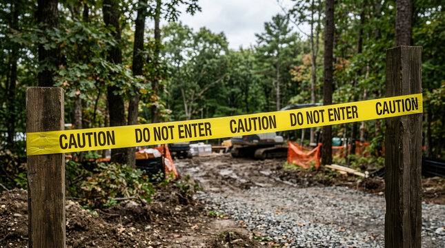 Caution Do Not Enter Tape at Construction Site Entrance