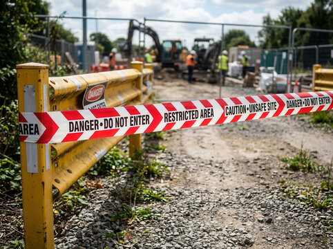 Construction Site Danger Tape Barrier Outdoor Safety Warning