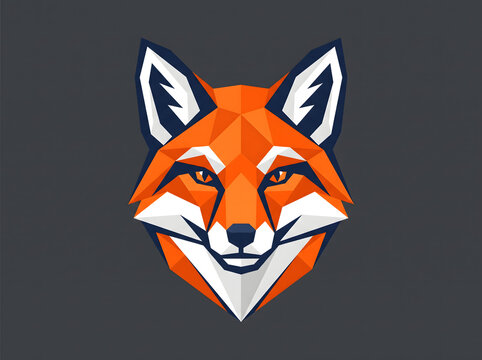 Geometric fox head icon with sharp angular design and orange hues