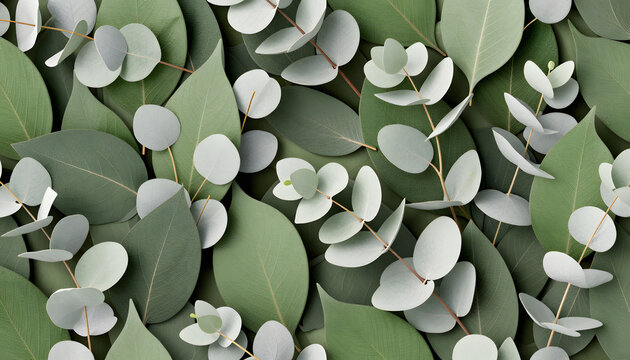 Eucalyptus Leaves Pattern with Silver Green Foliage