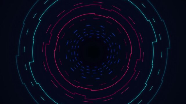 Neon HUD circular rings rotating seamless loop motion background