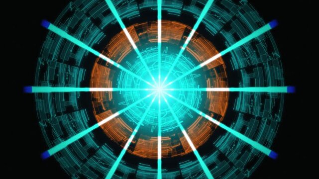 Futuristic HUD portal glowing circuit ring seamless loop motion