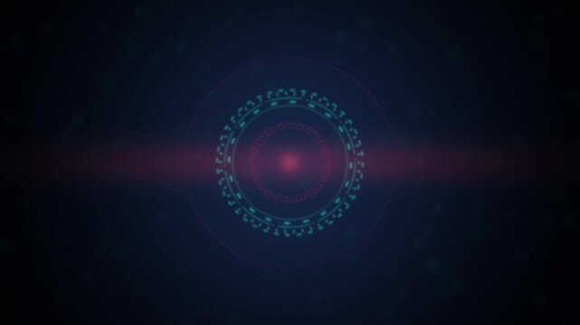 Cyan HUD reticle glowing target ring rotating seamless loop