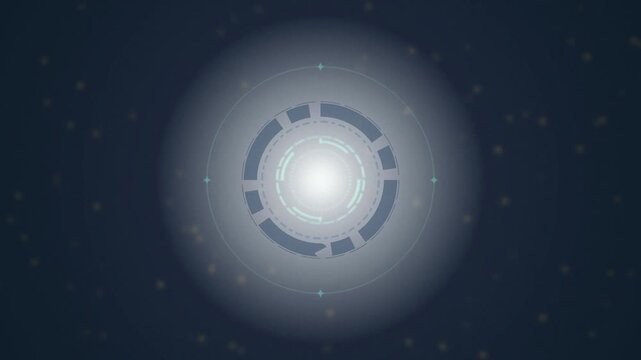 HUD user interface cyan arc reactor spinning seamless loop background