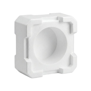 White styrofoam packaging foam insert on transparent background