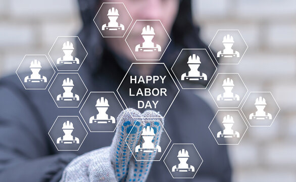 Concept of happy labor day in industry.