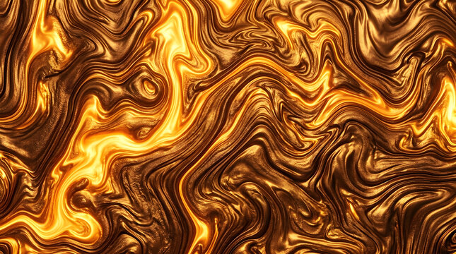 Molten gold liquid texture, abstract metallic swirls background, luxury flowing brass ripples, elegant bronze silk wave pattern for premium branding