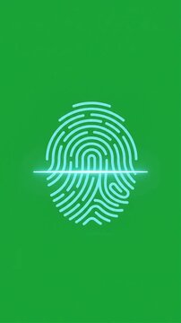 Minimalist biometric fingerprint scanning with glowing laser green screen motion graphic, ai generated