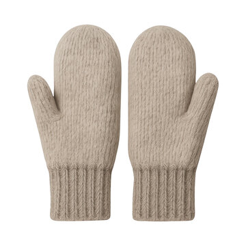 PNG Cozy beige knitted mittens pair