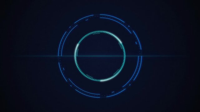 HUD target reticle glowing cyan rings seamless loop motion background