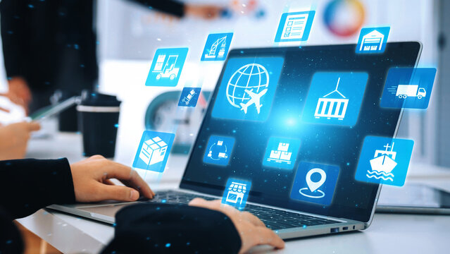 Global shipping icons show transport, logistics, and cargo delivery. Global shipping connects supply chain, global shipping management, and worldwide goods distribution. Gist
