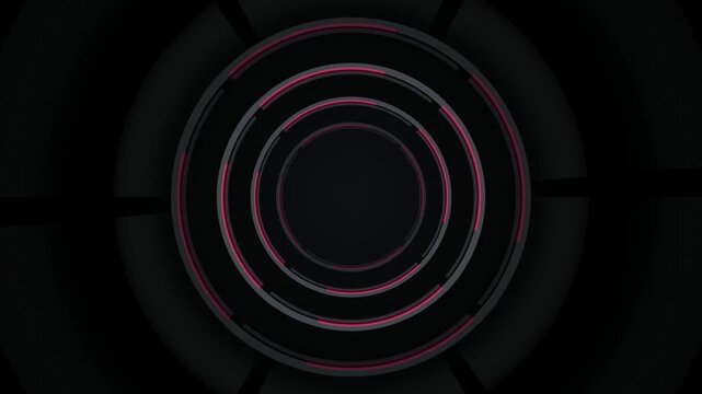 Metallic concentric rings magenta glow rotating seamless loop