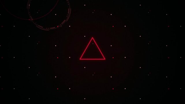 Neon red triangle hud interface glowing seamless loop motion