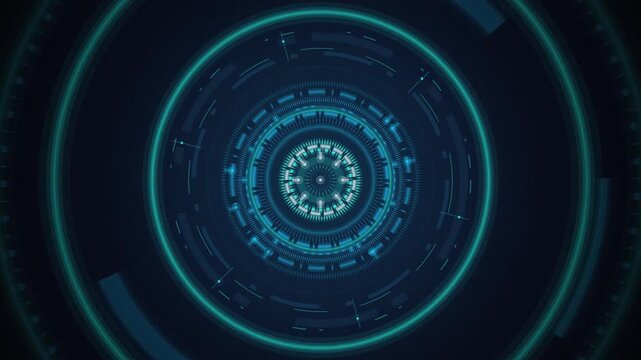 Futuristic cybernetic eye HUD radar ring rotating seamless loop