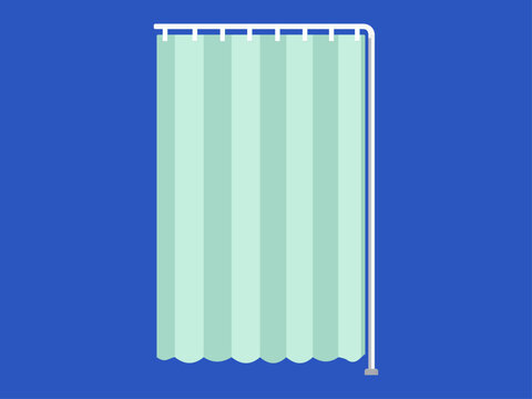医療用の目隠しカーテンのフラットイラスト