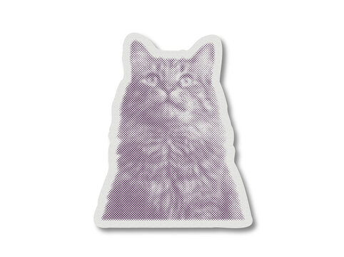 Halftone cat graphic element sticker cutout isolated on transparent background