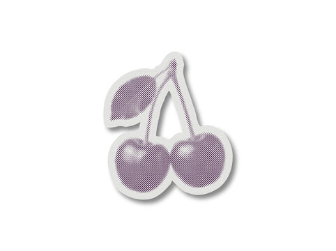 Halftone dot style cherry fruit graphic sticker cutout isolated on transparent background